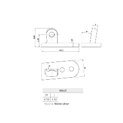 Charnière à riveter mâle - 50 paires (RS 5)